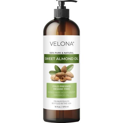 velona Sweet Almond Oil - 16 Fl Oz | 100% Pure and Natural Carrier Oil |Cold Pressed | Skin, Hair, Body & Face Moisturizing | Use Today - Enjoy Results