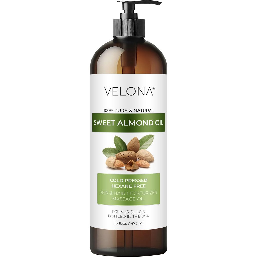 velona Sweet Almond Oil - 16 Fl Oz | 100% Pure and Natural Carrier Oil |Cold Pressed | Skin, Hair, Body & Face Moisturizing | Use Today - Enjoy Results