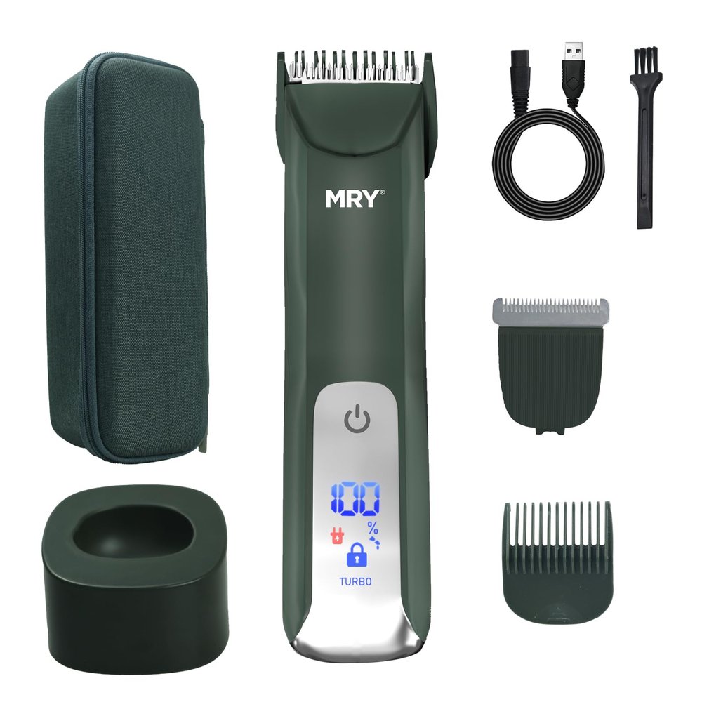 MRY Groin Trimmer for Men & Women - Ipx6 Waterproof, USB Charging, Ceramic Blade Electric Trimmer for Pubic/Body/Groin Grooming/Face/Legs/Facial (Ash Black Color)