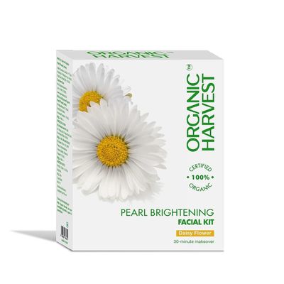 SENTA Pearl Brightening Facial Kit: Daisy Flower For Glowing Skin | Anti-Aging Facial Kit for Men & Women | Sulphate & Parabens Free | 100% Certified Organic 40gm