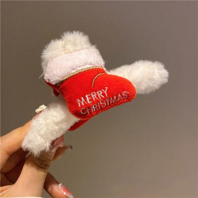 2023 Christmas Plush Hair Clip Cute Styling Grabbing Clip Ponytail Shark Clip Large Grabbing Clip Hair Accessory