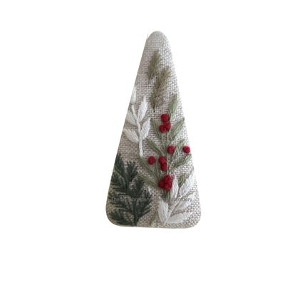 Embroidered Hairclip, Floral Hair Clip Hand Embroidery, Embroidery Snap Clip, Christmas Gift (#10)