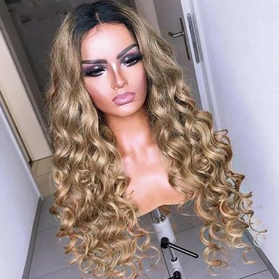 oulaer Ombre 1B27 Color Loose Wave Wig 13x6 HD Invisible Lace Front Wig Human Hair Brazilian Virgin Hair For Women 150% Density Body Wave Wig Pre Plucked Glueless Wig 22Inch
