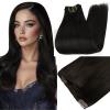 Full Shine Clip in Hair Extensions Human Hair Black 24 Inch Clip in Extensions Real Human Hair for Volume Full Head Triple Weft 7 Pcs 150 G view 1