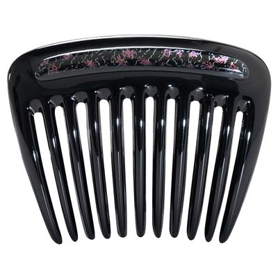 Camila Paris CP3771 French Hair Side Comb Small Rounded Black and Pink, French Twist Hair Combs, Strong Hold Hair Clips for Women Bun Chignon, Styling Girls Hair Accessories Made in France