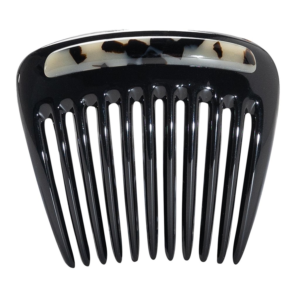 Camila Paris CP3768 French Hair Side Comb Small Rounded Black and White Tokyo, French Twist Hair Combs, Strong Hold Hair Clips for Women Bun Chignon, Styling Girls Hair Accessories Made in France