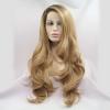 AFBeauty Honey Blonde Lace Front Wig Pre Plucked Natural Hairline Glueless Lace Frontal Wig Long Wavy Dark Blonde Ombre Wigs for Women Synthetic Heat Resistant Fiber Hair 24 Inch Daily Party Christmas view 3