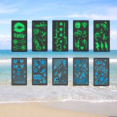 10 sheets of luminous temporary tattoos for nightclubs music festivals family gathering