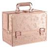 FRENESSA Makeup Case 11.8 Inch Makeup Organizer Case Large Cosmetic Box with Mirror Portable 3 Trays Travel Storage Box for Make Up Nail Tech Kits Cosmetology Case 3D Rose Gold Floral view 1
