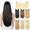 22'' 26'' Long Straight Blonde Synthetic Halo Hair Extensions Fish Line Invisible Hairpiece Extension view 2