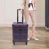 BANLICALI 7-Compartment Rolling Makeup Train Case with 4 Wheel, Mirror and Retractable Handle, Free Standing Cosmetics Storage Organizer for Salons Homes Parties Load 50kg (Purple) view 2