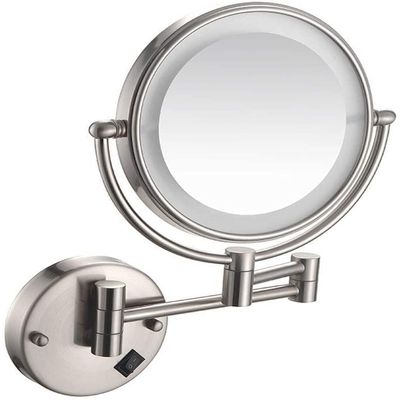 Bathroom Shaving Mirror Wall Mounted 8 Inch USB Charge Makeup Mirror 1x/3x Magnification Vanity Mirror Extendable