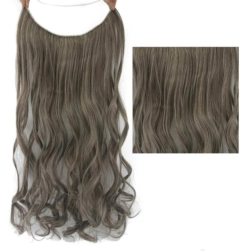 22'' 26'' Long Straight Blonde Synthetic Halo Hair Extensions Fish Line Invisible Hairpiece Extension