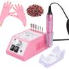 SUBAY Professional Finger Toe Nail Care Electric Nail Drill Machine with Fingerless Gloves with UPF 50+ Protection for Manicures view 1