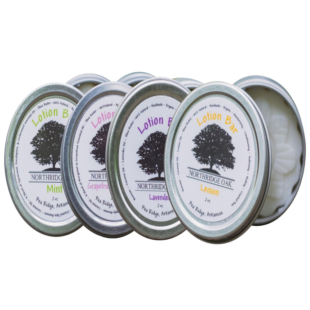 Northridge Oak Shea Butter Lotion Bar Multipack - Organic, Hydrating, and Portable Skin Care Bars - Includes Lemon, Mint, Lavender and Citrus Bars