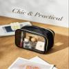 Yarnic Clear Travel Makeup Bag Transparent Portable Toiletry Bags Two Compartments Cosmetic Bag with Handle Nylon and PVC Makeup Organizer Pouch Black view 4