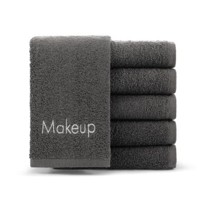 Arkwright Makeup Towels - Pack of 6 - Soft & Gentle Cotton Small FingerTip Powder Room Washcloth, Decorative Bathroom Essentials for Hosts & Artists, 11 x 17 in, Grey