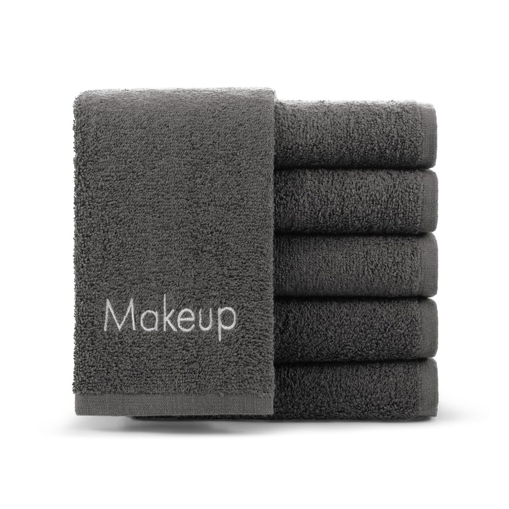 Arkwright Makeup Towels - Pack of 6 - Soft & Gentle Cotton Small FingerTip Powder Room Washcloth, Decorative Bathroom Essentials for Hosts & Artists, 11 x 17 in, Grey