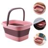 AOKWAWALIY 1pc Foldable Foot Basin for Home Use Portable Bucket for Foot Soak Fishing and Cleaning Capacity Design Easy Storage and Handles Pink view 3