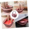 AOKWAWALIY 1pc Foldable Foot Basin for Home Use Portable Bucket for Foot Soak Fishing and Cleaning Capacity Design Easy Storage and Handles Pink view 4