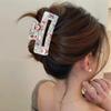 Christmas Hair Clips - Acrylic Square Transparent Large Claw Clip for Medium Thick Hair Styling - Santa Claus Elk Snowman Glitter Design Nonslip Clamp Accessories - 1Pcs Christmas Hair Decorations view 2