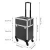 Rolling Makeup Train Case, Professional Portable Cosmetic Trolley Organizer Case With 4 360 Swivel Wheels, Large Cosmetics Makeup Beauty Salon Hairdresser Trolley Case For Make-up Artists Use (Black) view 3
