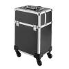 Rolling Makeup Train Case, Professional Portable Cosmetic Trolley Organizer Case With 4 360 Swivel Wheels, Large Cosmetics Makeup Beauty Salon Hairdresser Trolley Case For Make-up Artists Use (Black) view 4