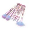 7-Pcs makeup brushes clear crystal diamond particle handle, makeup brush set, quicksand liquid particle sequins (Color : Red flowing sand -blue pink hair) view 1