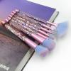 7-Pcs makeup brushes clear crystal diamond particle handle, makeup brush set, quicksand liquid particle sequins (Color : Red flowing sand -blue pink hair) view 3