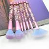 7-Pcs makeup brushes clear crystal diamond particle handle, makeup brush set, quicksand liquid particle sequins (Color : Red flowing sand -blue pink hair) view 4