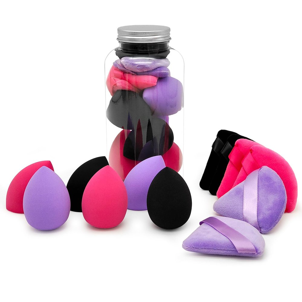 6+6 Professional Makeup Sponge Set,2.76 inch Portable Soft Setting Face Puffs Latex Free,Multicolor Makeup Blending Sponge Cosmetic Applicator for Loose Powder,Liquid,Facial Makeup Tools