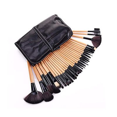 32 Logs Makeup Brush Set Makeup Brush Set Pink Black Brush Set Makeup Makeup Tools (Color : Black, Size : Wood 32 Set)