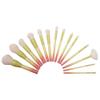 14 Makeup Brushes With Wooden Handle, Brush Set With Imitation Wool Powder Blue Gradient, White PU Bag Beauty Tools (Color : Red, Size : 14 pink blue+brush packs) view 2