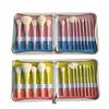 14 Makeup Brushes With Wooden Handle, Brush Set With Imitation Wool Powder Blue Gradient, White PU Bag Beauty Tools (Color : Red, Size : 14 pink blue+brush packs) view 3