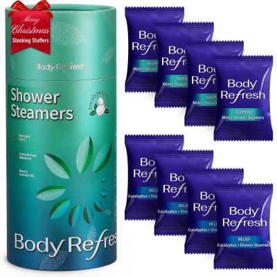 Shower Steamers for Men - 8 Pack Shower Bombs with Essential Oils Eucalyptus Mint Scent, Eucalyptus for Shower, Christmas Gifts Stocking Stuffers for Adults Women Men