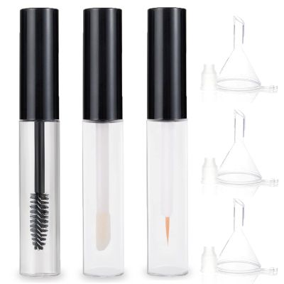 Empty Mascara Tube, 3 PCS 10ML Empty Mascara Tube and Wand, Eyeliner Tube and Lip Gloss Tubes for Castor Oil (Black)