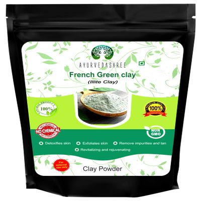 AYURVEDASHREE French Green Clay Powder 50 Gm | 100% Pure Montmorillonite Clay | Absorbs Excess Oil | Highly Recommended For Oily Skin | Deep Facial Cleanser