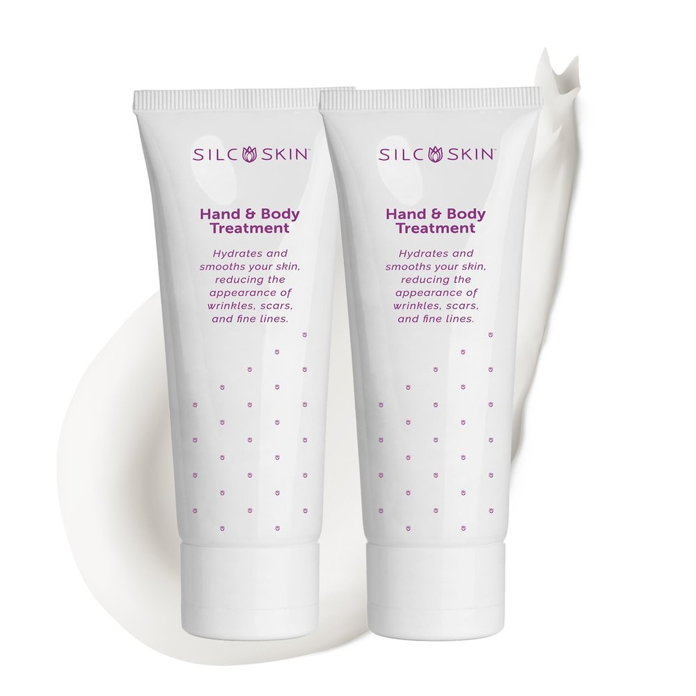 Silcskin Hand And Body Treatment Water Based Lotion For Crepey Skin And Fine Lines With Medical Grade Silicone, Winter Skin Care Gift For Women, 2 Oz Pack Of 2