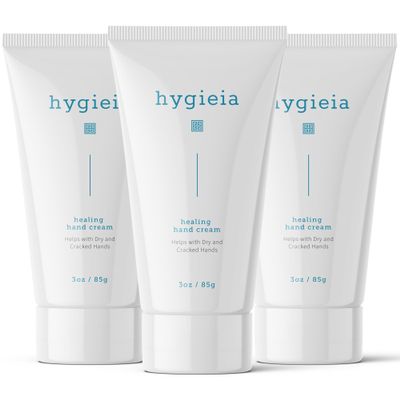 Hygieia + Crepey Hand Repair Cream Day & Night Care for Dry, Thin, Cracked Hands Shea Butter & Aloe Deeply Nourishing, Non-Greasy, Fast Absorbing Anti-Aging Cream, 3oz (3 Pack)