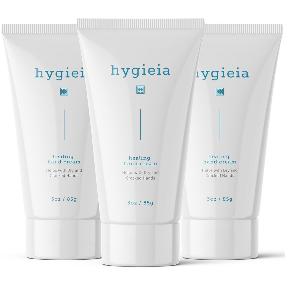 Hygieia + Crepey Hand Repair Cream  Day & Night Care for Dry, Thin, Cracked Hands  Shea Butter & Aloe  Deeply Nourishing, Non-Greasy, Fast Absorbing Anti-Aging Cream, 3oz (3 Pack)