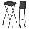 HeyJiaYu Folding Salon Tray, Beauty Tray Cart with Rolling Casters, Rolling Tray Station, Salon Tool Organizer Trolley, Metal Service Tray for Spa Home view 1