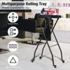 HeyJiaYu Folding Salon Tray, Beauty Tray Cart with Rolling Casters, Rolling Tray Station, Salon Tool Organizer Trolley, Metal Service Tray for Spa Home view 3