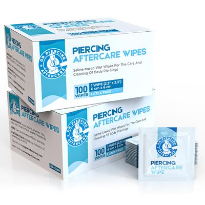 Dr. Piercing Aftercare Wipes Piercing Aftercare | Saline Solution for Piercings - Keloid Bump Ear Piercing Cleaner Ears Lips Belly Nose Piercing Bump - Piercing Hole Cleaner (200 Count)