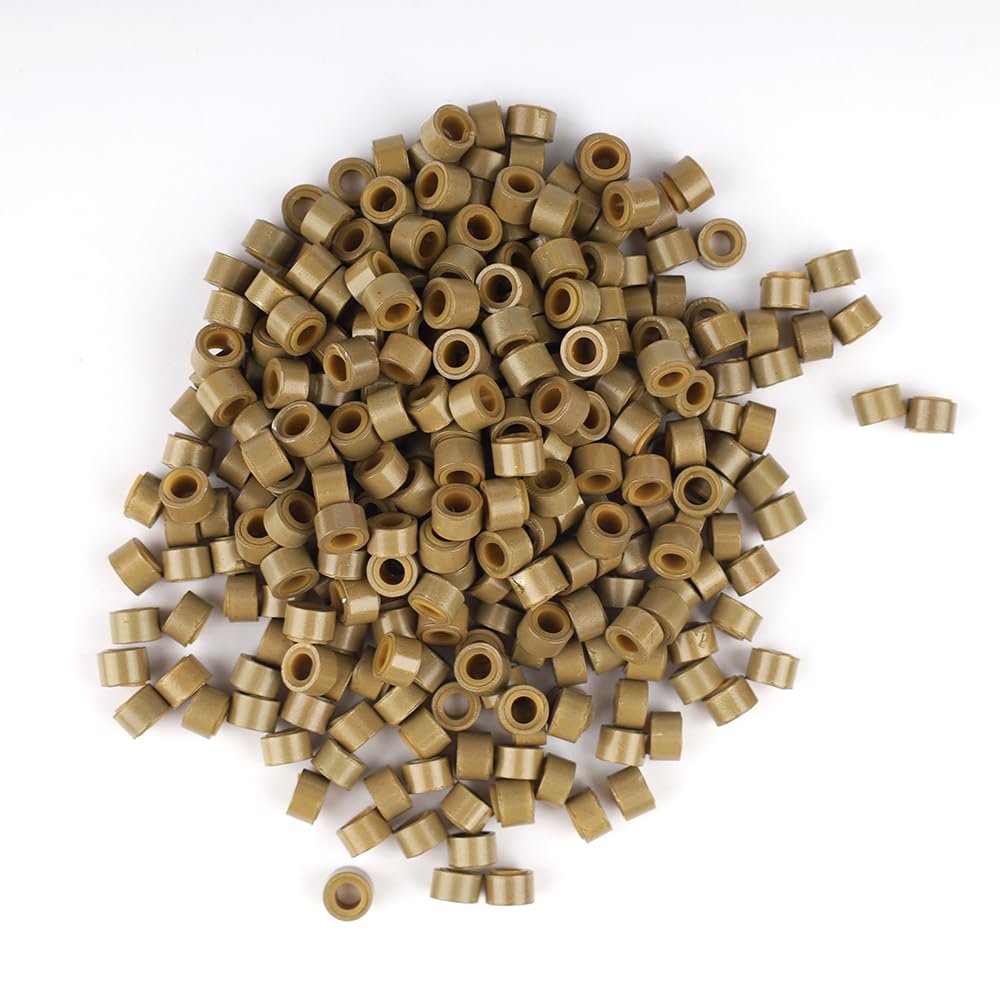 GlamorDove 1000Pcs Hair Extensions Beads Micro Links Beads 5mm Lined Beads for Tinsel Extensions Silicone Beads for I Tip Human Hair Extensions Feather Extensions