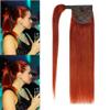 350 Copper Red Straight Human Hair Ponytail Remy Hair Extensions for Women 20inch 150g Clip in Ponytail Hair Pieces Wrap Around Ponytail Extension for Girls view 1