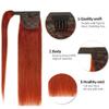 350 Copper Red Straight Human Hair Ponytail Remy Hair Extensions for Women 20inch 150g Clip in Ponytail Hair Pieces Wrap Around Ponytail Extension for Girls view 3