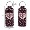 Baxinh Cute Cat Couple Printed Chapstick Holder Keychain for Lip Balm Lipstick, Valentine's Day Neoprene Portable Heart Printed Lipstick Holder Keychain for Women Girl view 2