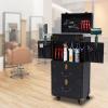 4-Tiers Portable Rolling Makeup Case,Hairdressing Trolley Beauty Salon Cosmetic Lockable Travel Train Case,Hairstylist Luggage Organizer Tool Box with 4 Wheels view 2