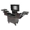 BANLICALI 7-Compartment Rolling Makeup Train Case with 4 Wheel, Mirror and Retractable Handle, Free Standing Cosmetics Storage Organizer Make-Up Station for Salons Homes Parties Coffee Load 50kg view 1