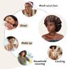 AWAYTR Satin Bonnet for Women, 2-Layer Large Sleep Cap with Adjustable Drawstring, Brown Includes 3 Hair Scrunchies view 4